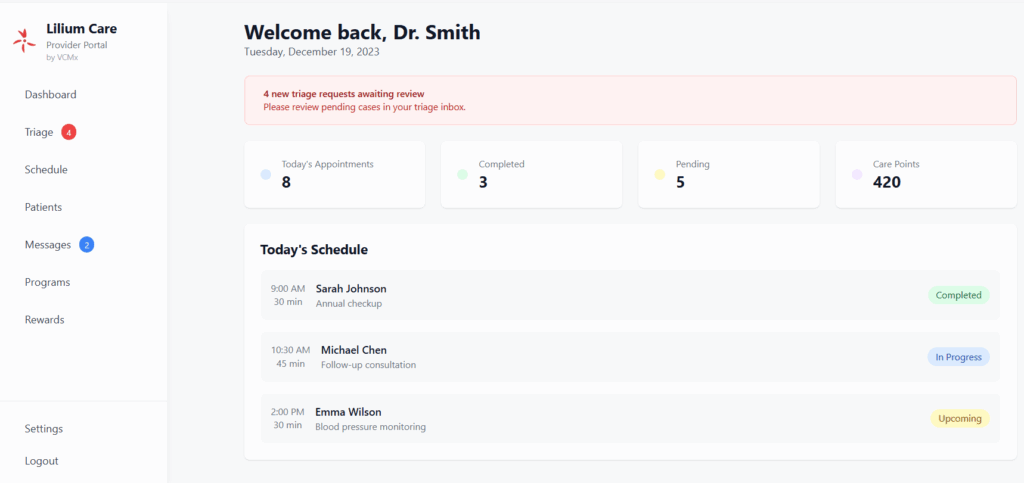 LiliumCare Clinic Screenshot